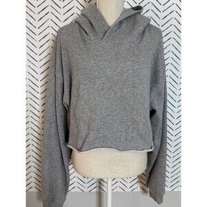 TNA Aritzia Gray Oversized‎ Cropped Hoodie Sweatshirt Women's Size XL